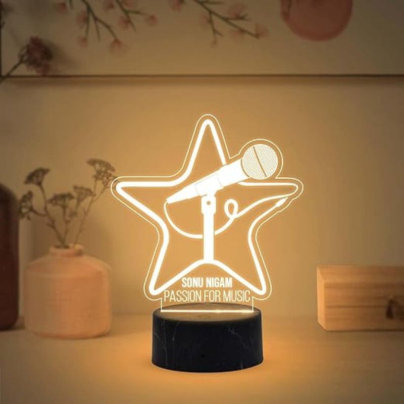 Passion for Music Night Lamp with Warm White Light Customized with Name Birthday Gift for Singer Friend & Music Lover Gift