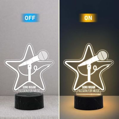 Passion for Music Night Lamp with Warm White Light Customized with Name Birthday Gift for Singer Friend & Music Lover Gift