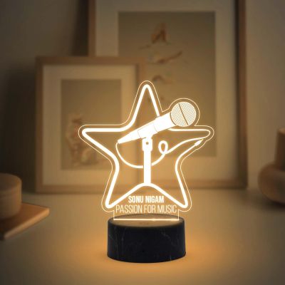 Passion for Music Night Lamp with Warm White Light Customized with Name Birthday Gift for Singer Friend & Music Lover Gift