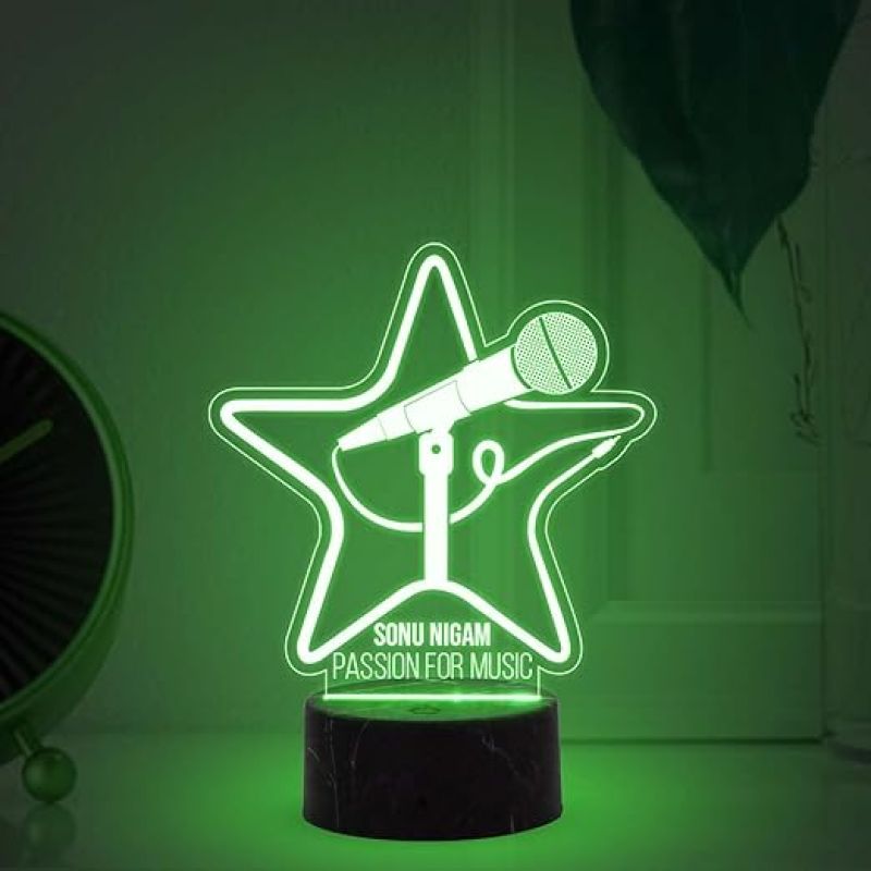 Passion for Music Night Lamp with Automatic Color Changing Light Customized with Name Birthday Gift for Singer Friend & Music Lover Gift