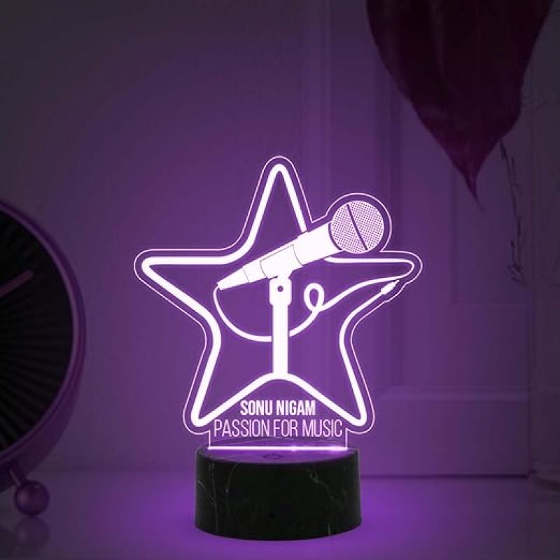 Passion for Music Night Lamp with Automatic Color Changing Light Customized with Name Birthday Gift for Singer Friend & Music Lover Gift