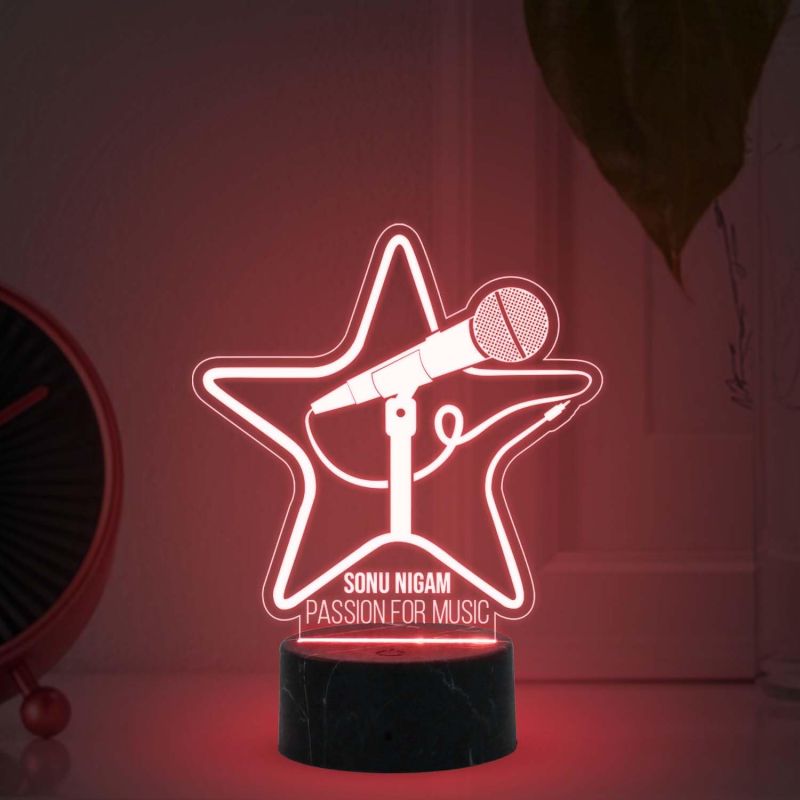 Passion for Music Night Lamp with Automatic Color Changing Light Customized with Name Birthday Gift for Singer Friend & Music Lover Gift