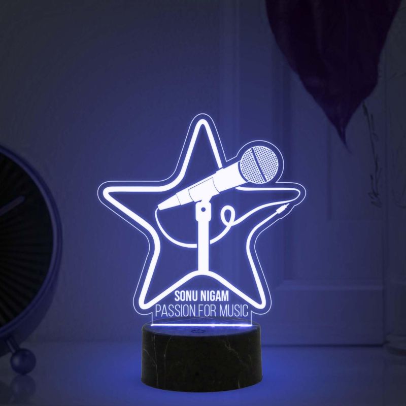 Passion for Music Night Lamp with Automatic Color Changing Light Customized with Name Birthday Gift for Singer Friend & Music Lover Gift