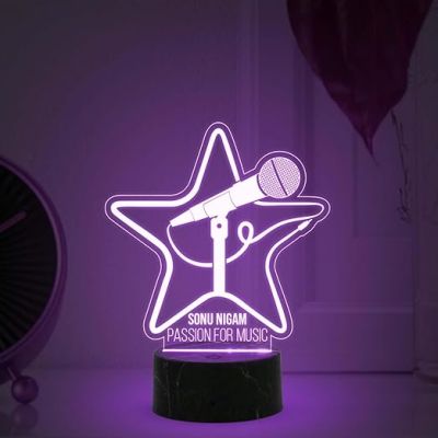 Passion for Music Night Lamp with Automatic Color Changing Light Customized with Name Birthday Gift for Singer Friend & Music Lover Gift