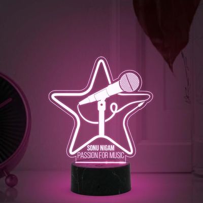 Passion for Music Night Lamp with Automatic Color Changing Light Customized with Name Birthday Gift for Singer Friend & Music Lover Gift