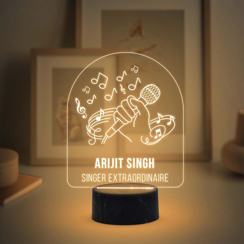 Singer Extraordinaire Night Lamp with Warm White Light Customized with Name Birthday Gift for Singer Friend & Music Lover Gift
