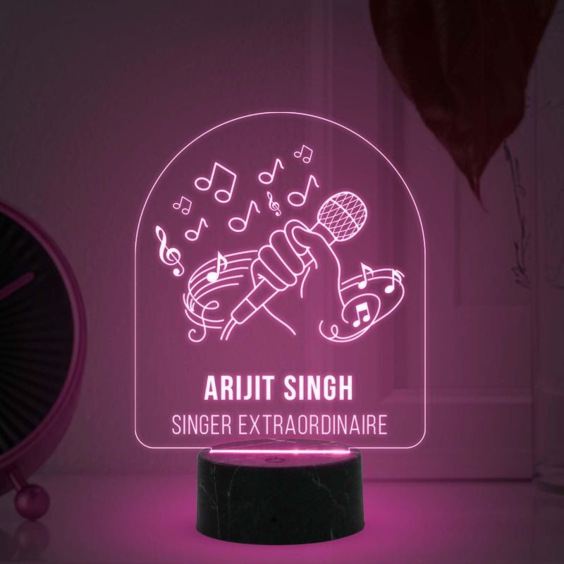 Singer Extraordinaire Night Lamp with Automatic Color Changing Light Customized with Name Birthday Gift for Singer Friend & Music Lover Gift