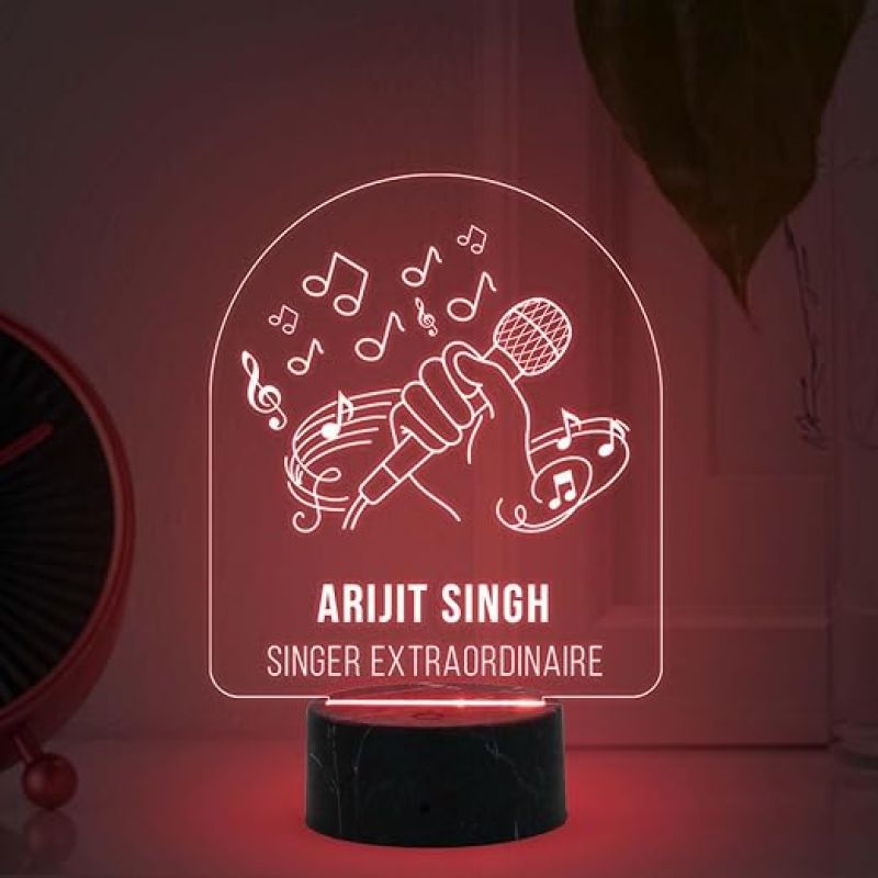 Singer Extraordinaire Night Lamp with Automatic Color Changing Light Customized with Name Birthday Gift for Singer Friend & Music Lover Gift