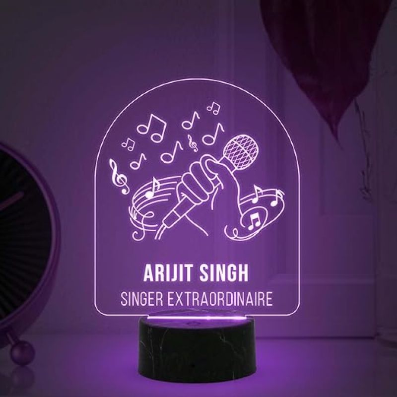 Singer Extraordinaire Night Lamp with Automatic Color Changing Light Customized with Name Birthday Gift for Singer Friend & Music Lover Gift