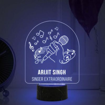 Singer Extraordinaire Night Lamp with Automatic Color Changing Light Customized with Name Birthday Gift for Singer Friend & Music Lover Gift