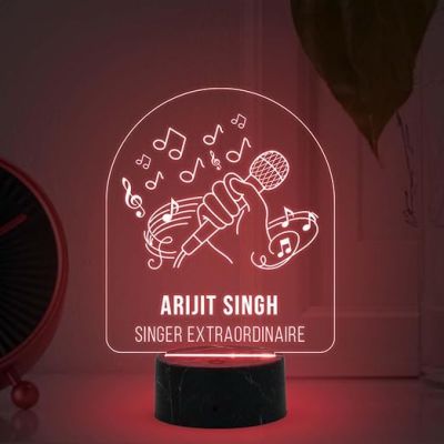 Singer Extraordinaire Night Lamp with Automatic Color Changing Light Customized with Name Birthday Gift for Singer Friend & Music Lover Gift