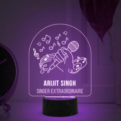 Singer Extraordinaire Night Lamp with Automatic Color Changing Light Customized with Name Birthday Gift for Singer Friend & Music Lover Gift