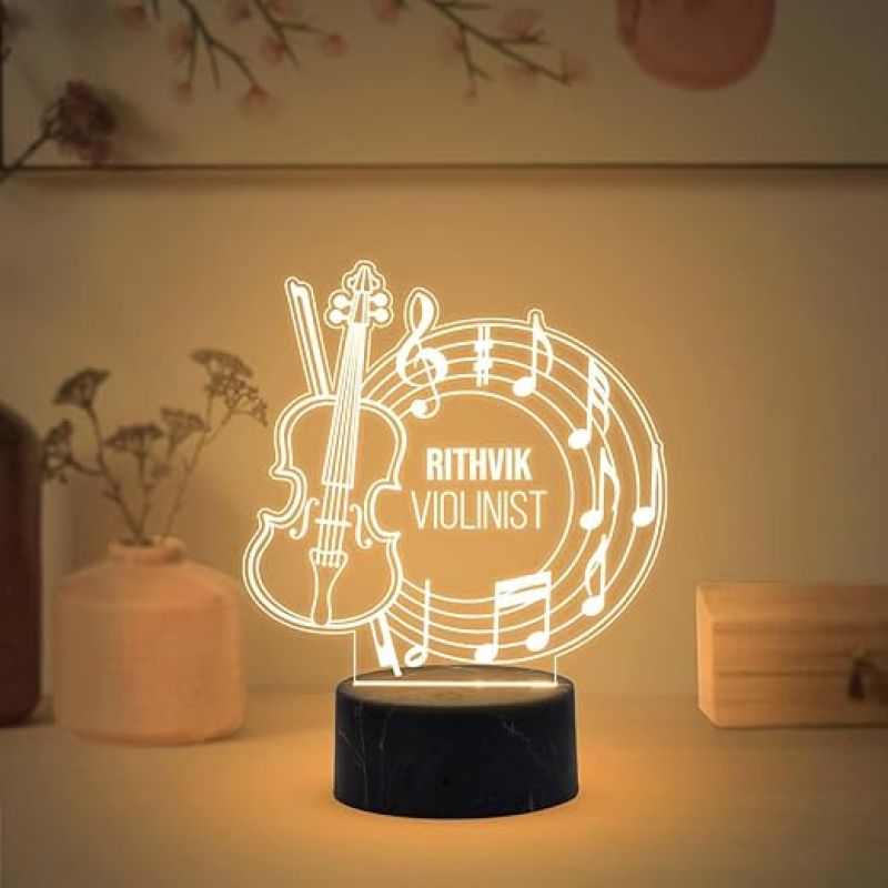 Violinist Night Lamp with Warm White Light Customized with Name Birthday Gift for Singer Friend & Music Lover Gift