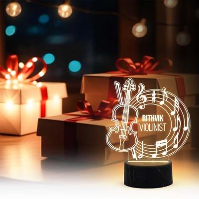 Violinist Night Lamp with Warm White Light Customized with Name Birthday Gift for Singer Friend & Music Lover Gift