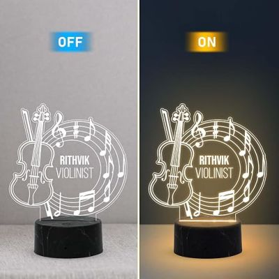 Violinist Night Lamp with Warm White Light Customized with Name Birthday Gift for Singer Friend & Music Lover Gift