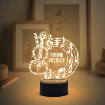 Violinist Night Lamp with Warm White Light Customized with Name Birthday Gift for Singer Friend & Music Lover Gift