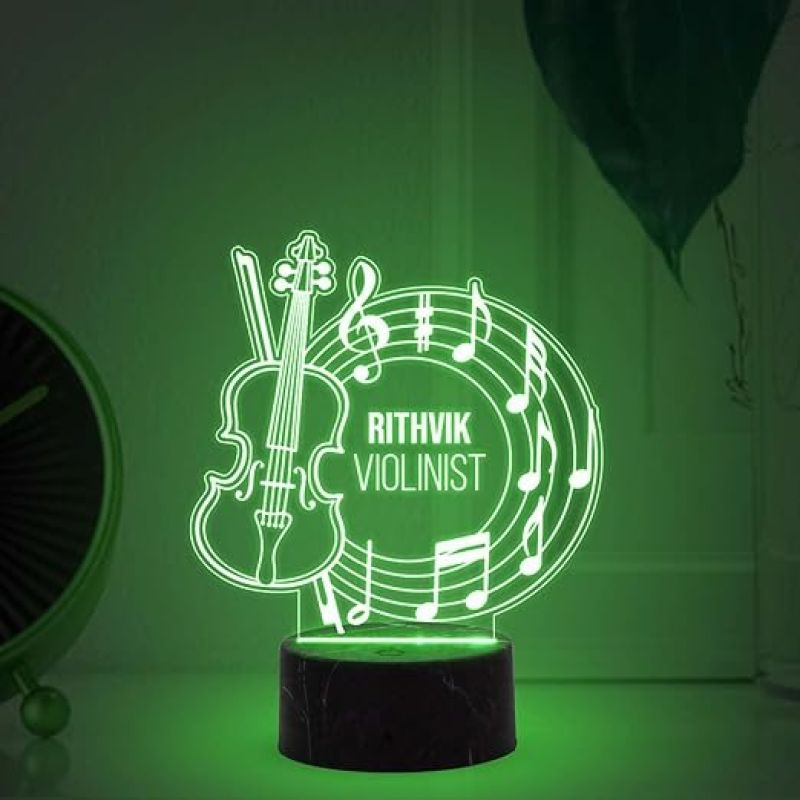 Violinist Night Lamp with Automatic Color Changing Light Customized with Name Birthday Gift for Singer Friend & Music Lover Gift