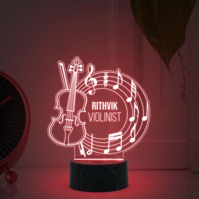 Violinist Night Lamp with Automatic Color Changing Light Customized with Name Birthday Gift for Singer Friend & Music Lover Gift