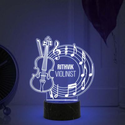 Violinist Night Lamp with Automatic Color Changing Light Customized with Name Birthday Gift for Singer Friend & Music Lover Gift
