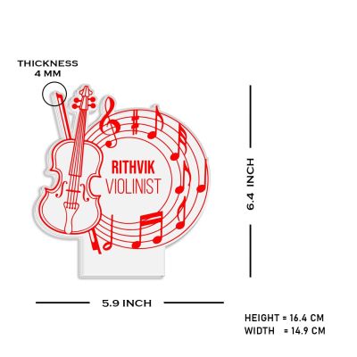 Violinist Night Lamp with Automatic Color Changing Light Customized with Name Birthday Gift for Singer Friend & Music Lover Gift