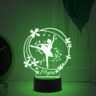 Personalized Ballerina Fairy Dancing Girl Night Lamp with 7 Color Changing Light Customized with Name Unique Gift for Dancers , Surprise Gift for Dance Teacher , Bedroom Decor