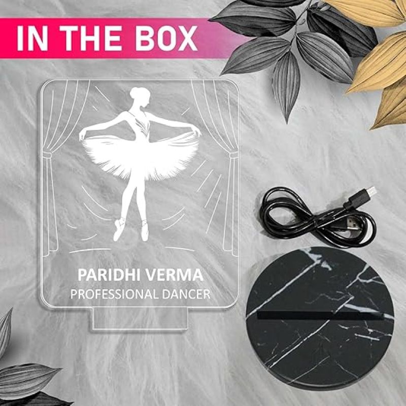 Personalized Professional Dancer Night Lamp with 7 Color Changing Light Customized with Name Unique Gift for Dancers , Surprise Gift for Dance Teacher , Bedroom Decor