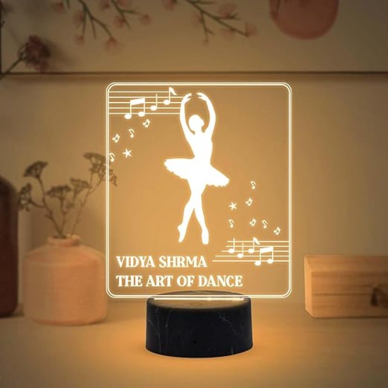 3D Illusion The Art of Dance Dance Girl Lamp with Warm White Light Customized with Name Unique Gift for Dancers , Surprise Gift for Dance Teacher , Bedroom Decor