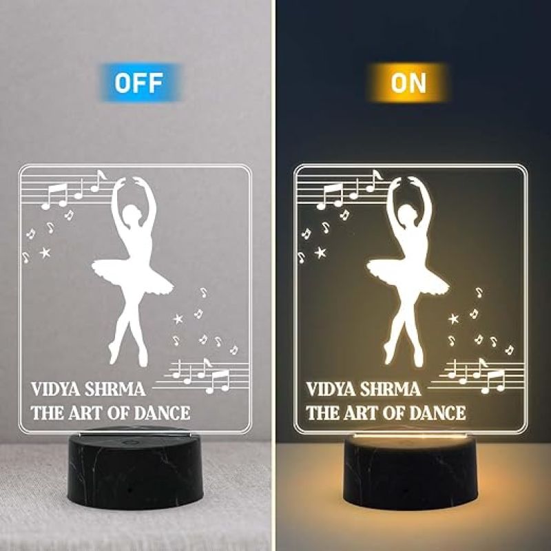 3D Illusion The Art of Dance Dance Girl Lamp with Warm White Light Customized with Name Unique Gift for Dancers , Surprise Gift for Dance Teacher , Bedroom Decor