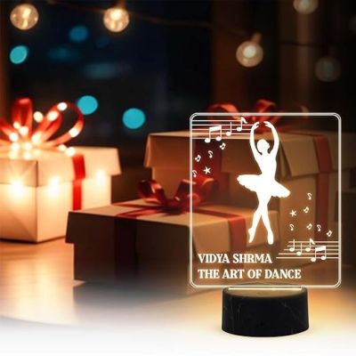 3D Illusion The Art of Dance Dance Girl Lamp with Warm White Light Customized with Name Unique Gift for Dancers , Surprise Gift for Dance Teacher , Bedroom Decor