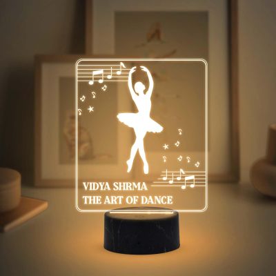 3D Illusion The Art of Dance Dance Girl Lamp with Warm White Light Customized with Name Unique Gift for Dancers , Surprise Gift for Dance Teacher , Bedroom Decor