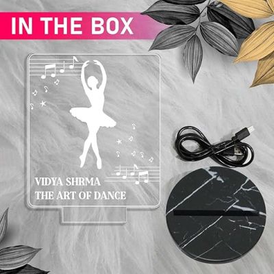 3D Illusion The Art of Dance Dance Girl Lamp with Warm White Light Customized with Name Unique Gift for Dancers , Surprise Gift for Dance Teacher , Bedroom Decor