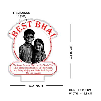 Personalized Best Bhai Photo Night Lamp with Warm White Light Customized with Photo Rakhi Gift for Brother , Birthday Gift for Bhai