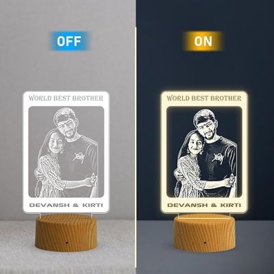 World Best Brother night lamp with Warm White Light Personalized with Photo & Name | Raksha Bandhan Gift for Sister | Birthday Gift for Sister