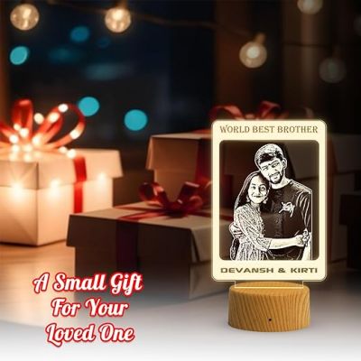 World Best Brother night lamp with Warm White Light Personalized with Photo & Name | Raksha Bandhan Gift for Sister | Birthday Gift for Sister