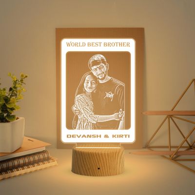 World Best Brother night lamp with Warm White Light Personalized with Photo & Name | Raksha Bandhan Gift for Sister | Birthday Gift for Sister