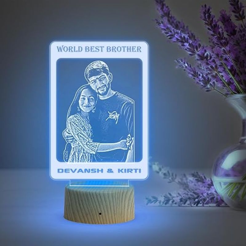 World Best Brother night lamp with 7 Color Changing Light Personalized with Photo & Name | Raksha Bandhan Gift for Sister | Birthday Gift for Sister