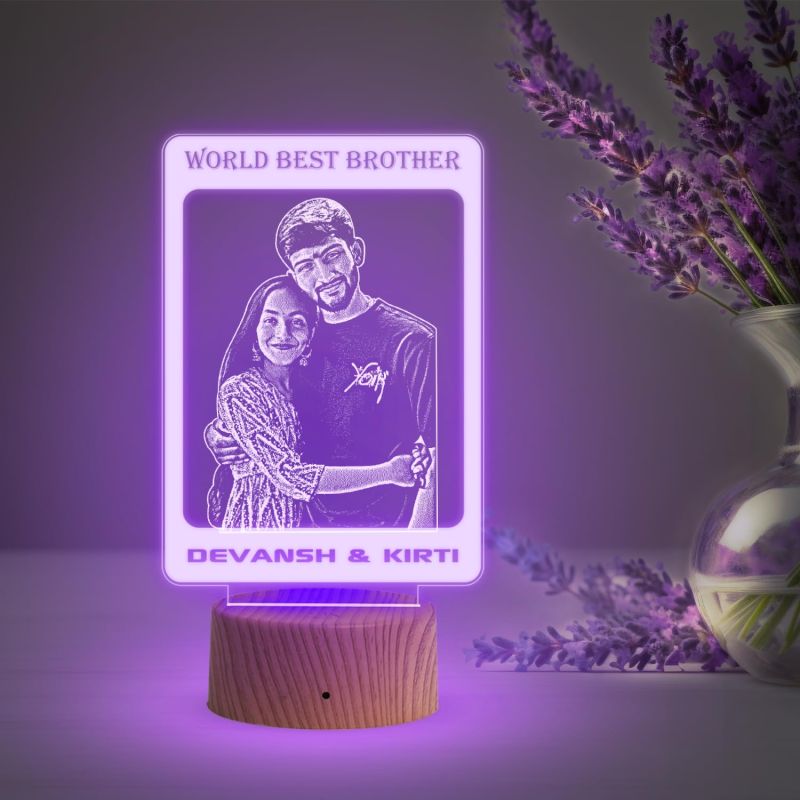 World Best Brother night lamp with 7 Color Changing Light Personalized with Photo & Name | Raksha Bandhan Gift for Sister | Birthday Gift for Sister
