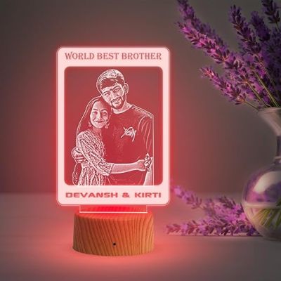 World Best Brother night lamp with 7 Color Changing Light Personalized with Photo & Name | Raksha Bandhan Gift for Sister | Birthday Gift for Sister