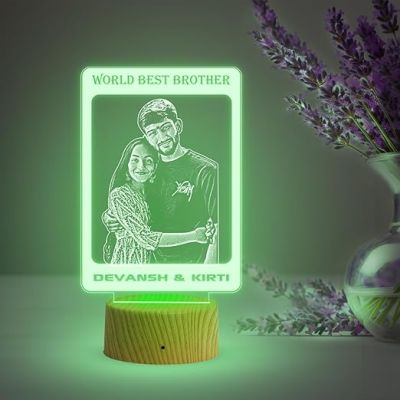 World Best Brother night lamp with 7 Color Changing Light Personalized with Photo & Name | Raksha Bandhan Gift for Sister | Birthday Gift for Sister