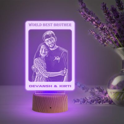 World Best Brother night lamp with 7 Color Changing Light Personalized with Photo & Name | Raksha Bandhan Gift for Sister | Birthday Gift for Sister