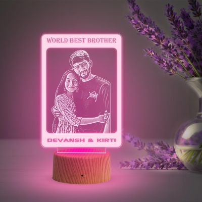 World Best Brother night lamp with 7 Color Changing Light Personalized with Photo & Name | Raksha Bandhan Gift for Sister | Birthday Gift for Sister
