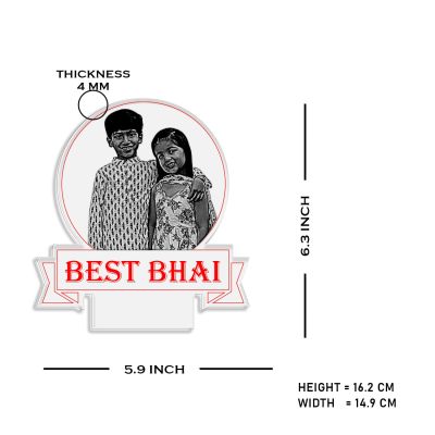 Personalized Best Bhai Photo Night Lamp with Warm White Light Customized with Photo Gift for Raksha Bandhan | Birthday Gift for Bhai | Unique Gift for Brother Sister