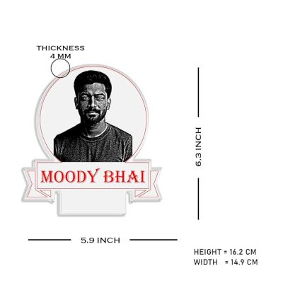 Personalized Moody Bhai Photo Night Lamp with Warm White Light Customized with Photo Gift for Raksha Bandhan | Birthday Gift for Bhai | Unique Gift for Brother Sister