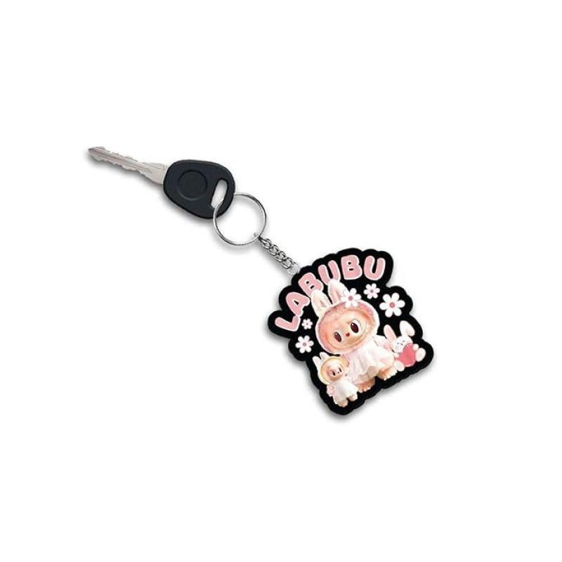 Wooden Printed Cute Labubu Keychain For Bike & Car Lover | Gift For Girls Boys | Anime Keychain