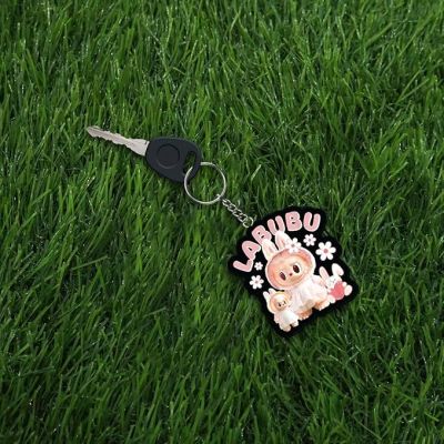 Wooden Printed Cute Labubu Keychain For Bike & Car Lover | Gift For Girls Boys | Anime Keychain