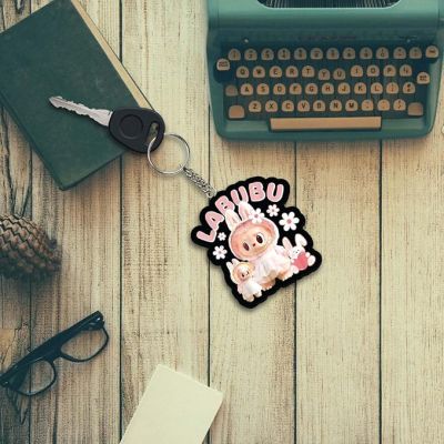 Wooden Printed Cute Labubu Keychain For Bike & Car Lover | Gift For Girls Boys | Anime Keychain