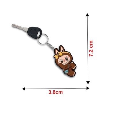 Wooden Printed Cute Brown Labubu Keychain For Bike & Car Lover | Gift For Girls Boys | Anime Keychain