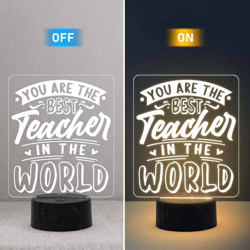 You are The Best Teacher in The World Engraved Night Lamp with Warm White Light Teachers Day Gift for Your Favorite Teacher