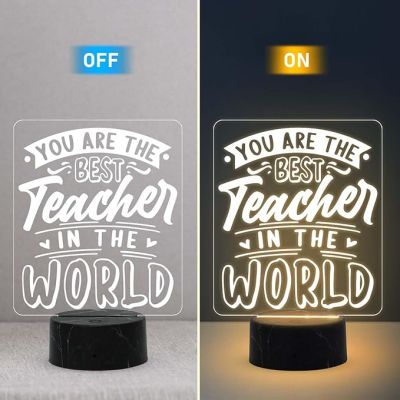You are The Best Teacher in The World Engraved Night Lamp with Warm White Light Teachers Day Gift for Your Favorite Teacher