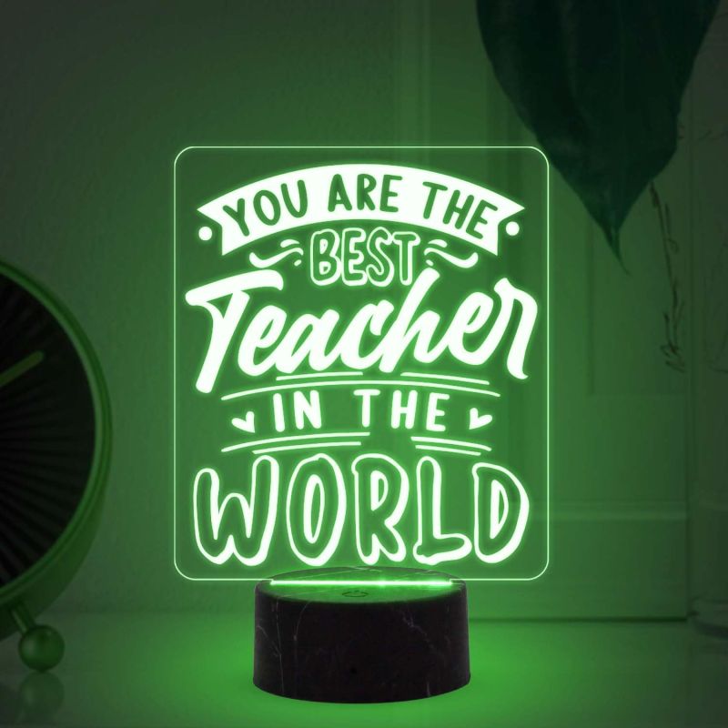 You are The Best Teacher in The World Engraved Night Lamp with Multicolored Light Teachers Day Gift for Your Favorite Teacher